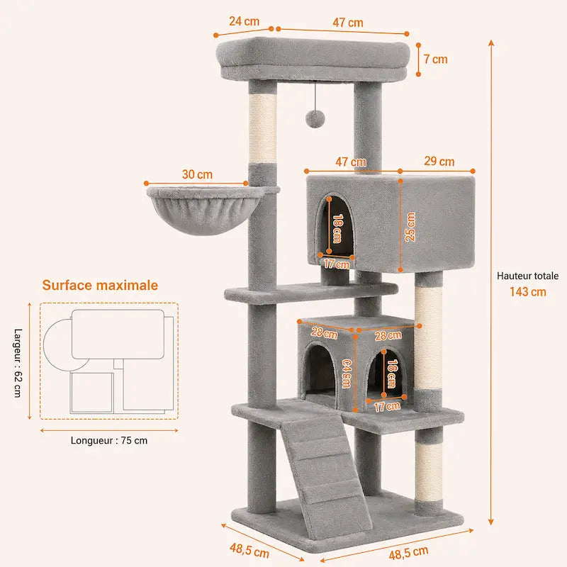 Arbre à chat luxe multi-niveaux – Tour premium - vue 4