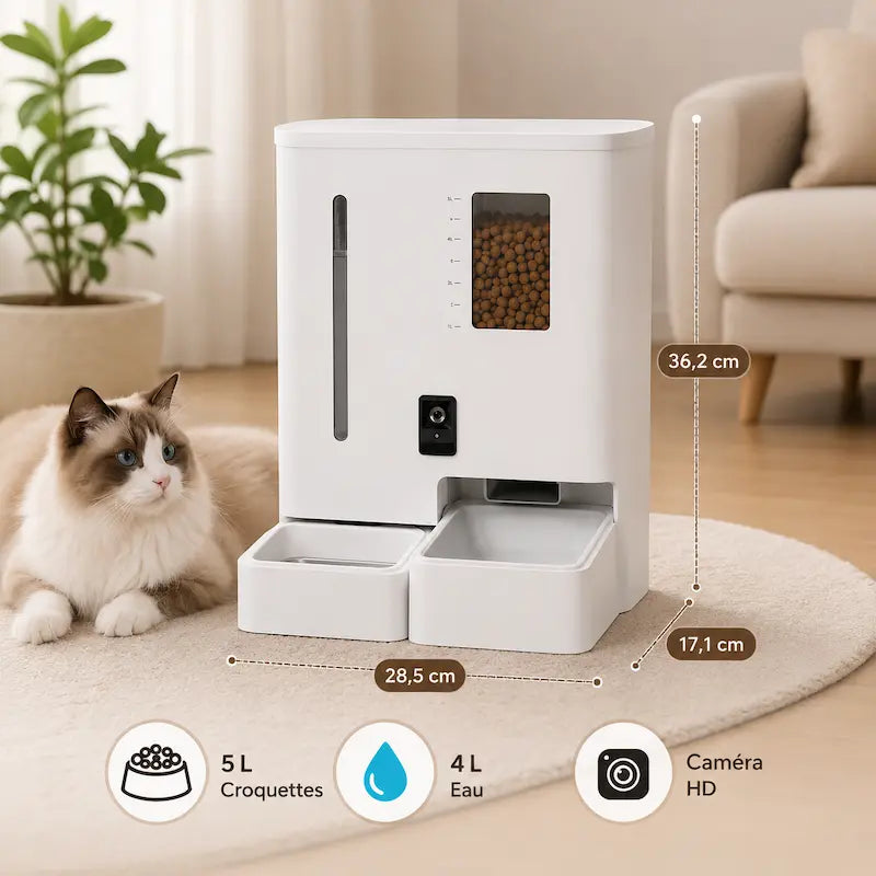 Distributeur automatique eau et croquettes chat - Contrôle à distance - vue 4