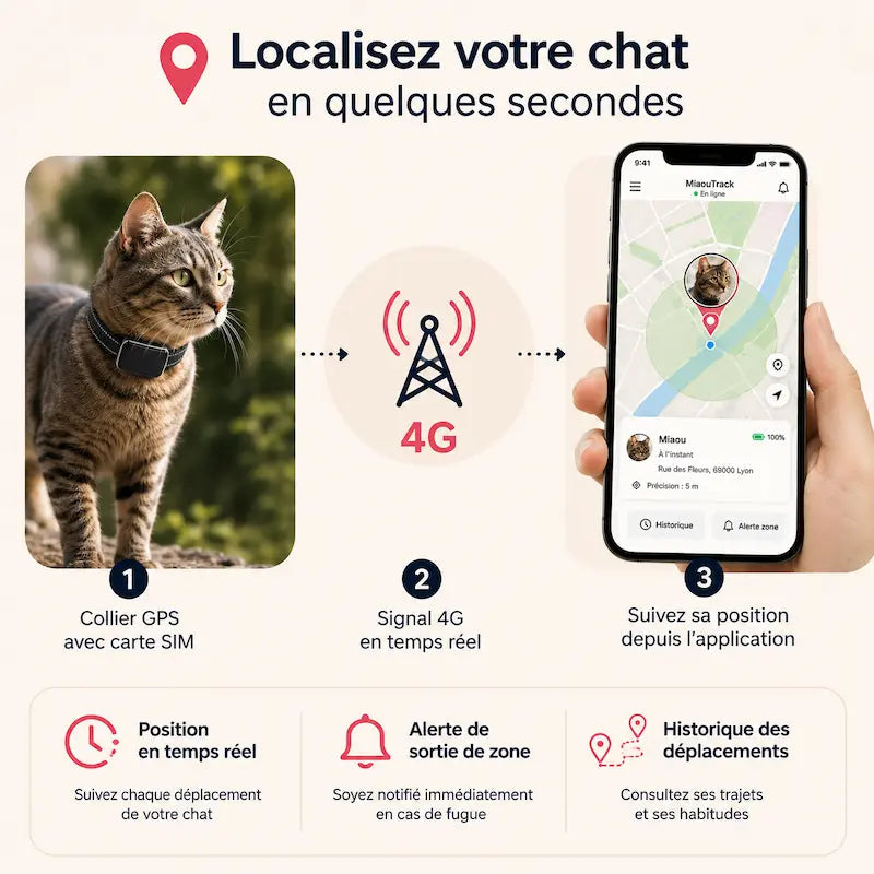 Collier GPS chat avec carte SIM - Localisez votre chat - vue 5