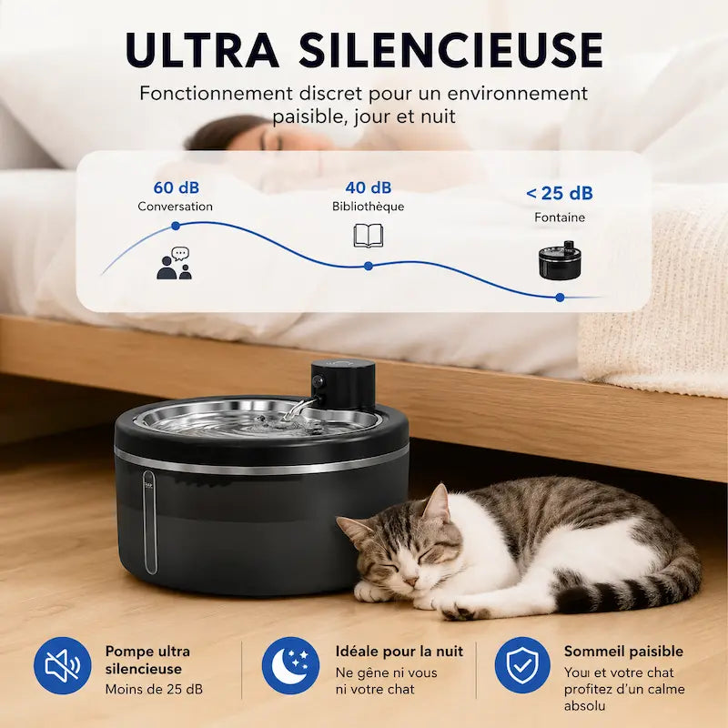 Fontaine à eau chat inox 3L - Silencieuse - vue 4