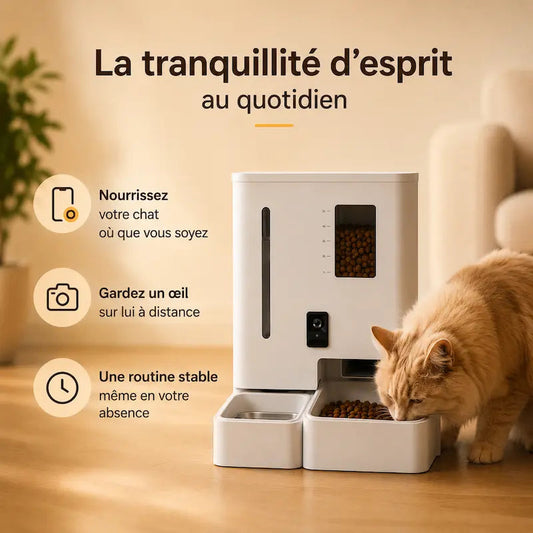 Distributeur automatique eau et croquettes chat - Contrôle à distance - vue 2