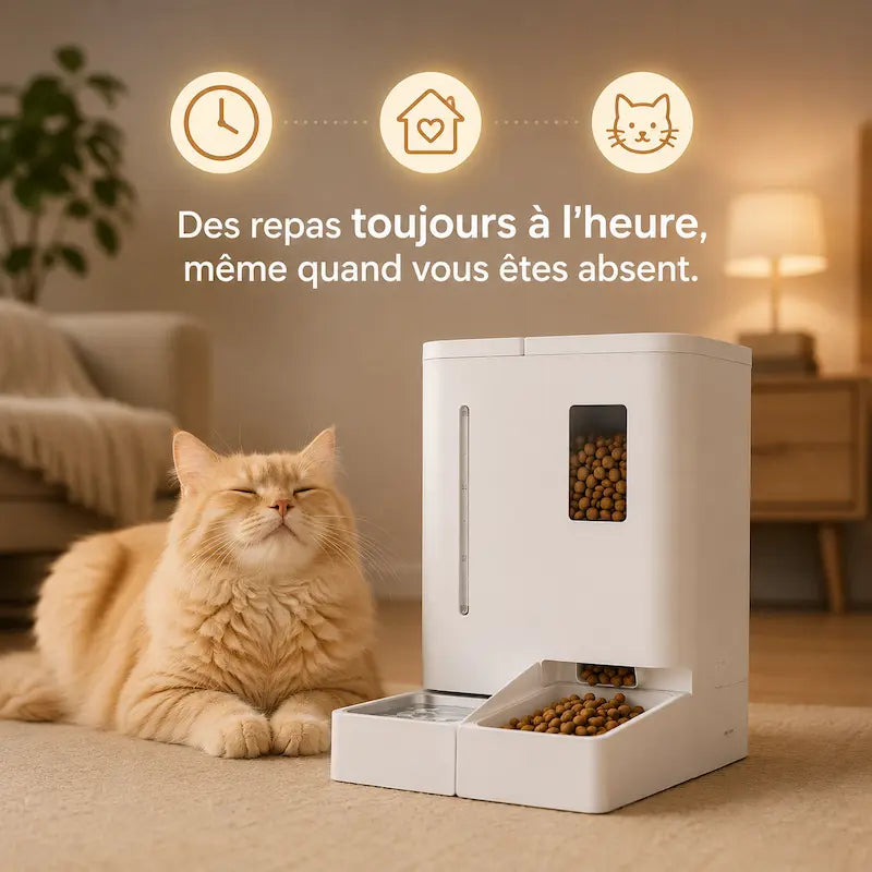 Distributeur automatique eau et croquettes chat - Contrôle à distance - vue 3