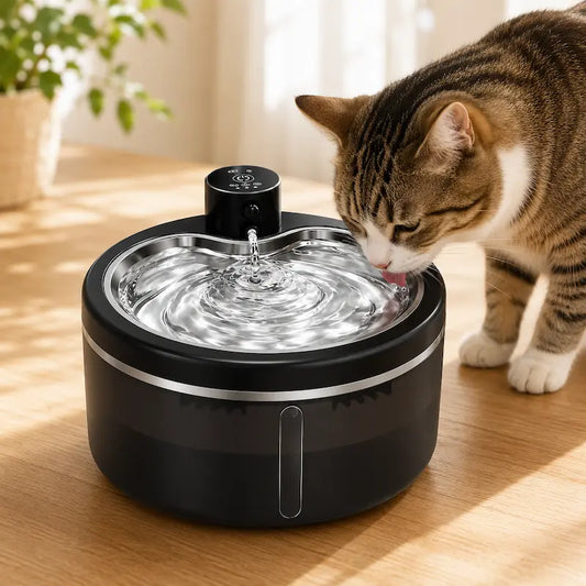 Fontaine à eau chat inox 3L - Silencieuse