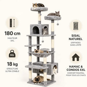 Arbre à chat 180 cm - XXL & ultra stable - vue 6