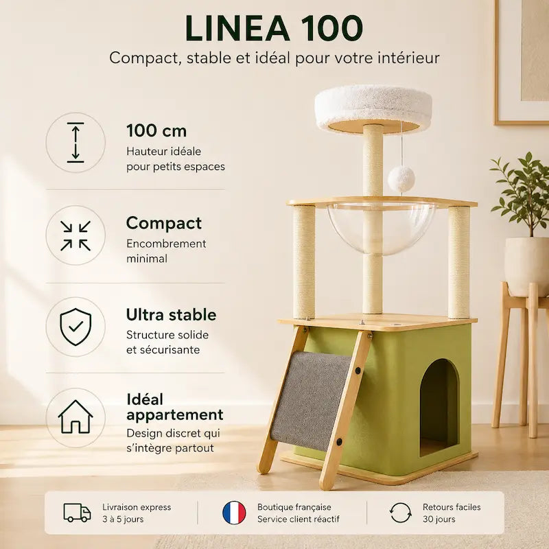 Arbre à chat Linea 100 - Compact et stable - vue 8