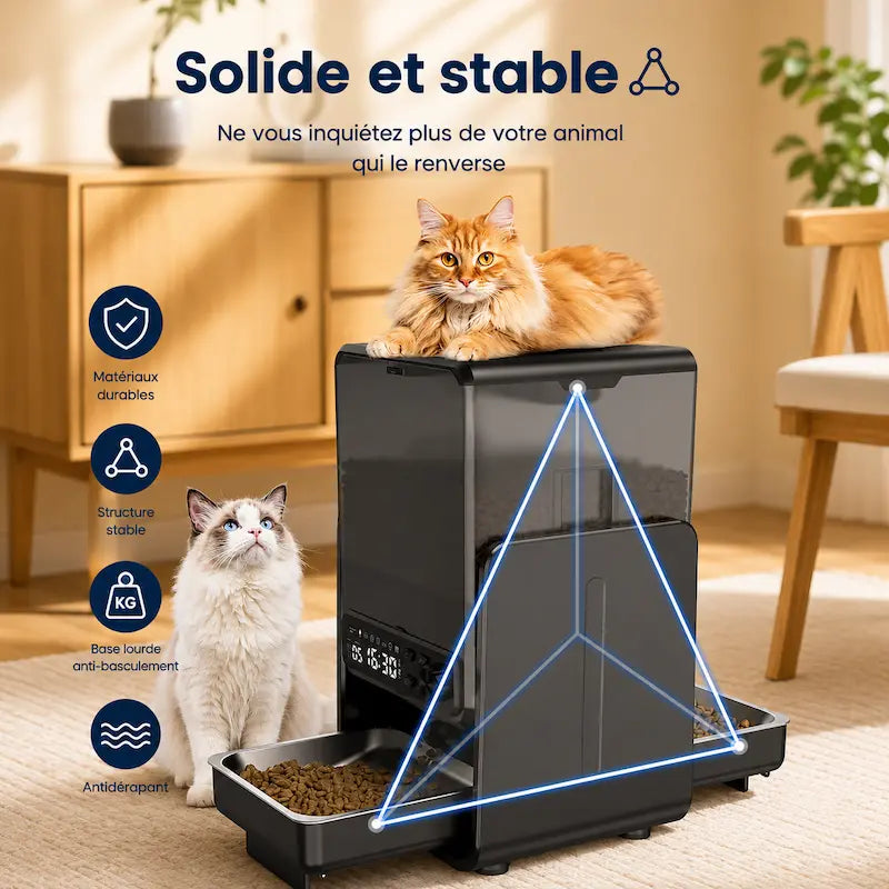 Distributeur de croquettes double pour chat - Repas sereins - vue 4