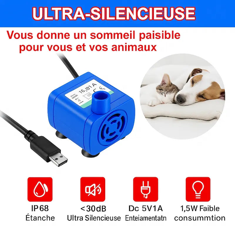 Pompe fontaine à eau chat - Ultra silencieuse - vue 3