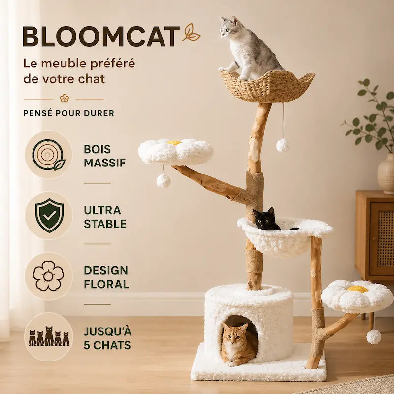 Grande tour arbre à chat – Design floral - vue 3