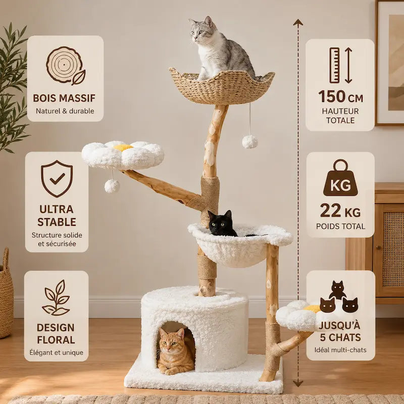Grande tour arbre à chat – Design floral - vue 5