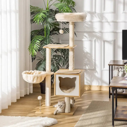 Arbre à chat en bois avec hamac – Confort en hauteur - vue 4