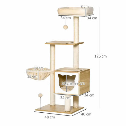 Arbre à chat en bois avec hamac – Confort en hauteur - vue 5