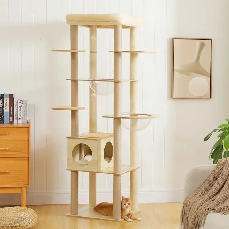 Arbre à chat intérieur bois – Hamac & perchoir - vue 2