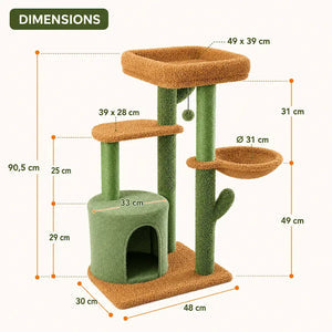 Arbre à chat cactus avec griffoir - Jeu & repos design - vue 3