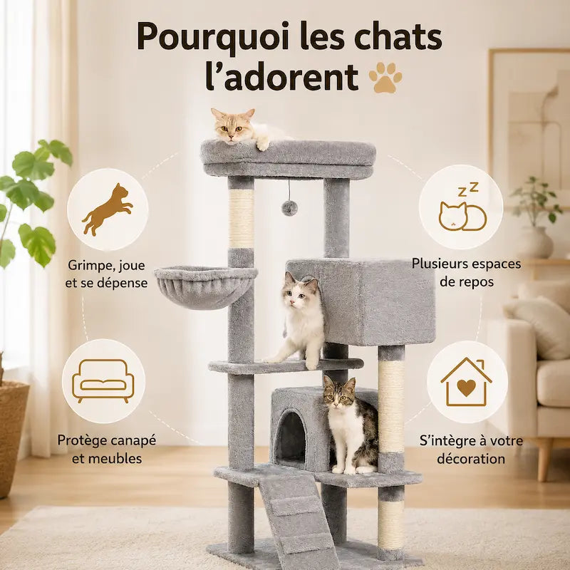 Arbre à chat luxe multi-niveaux – Tour premium - vue 2