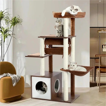 Arbre à chat moderne en bois multi-niveaux – Confort & escalade - vue 5