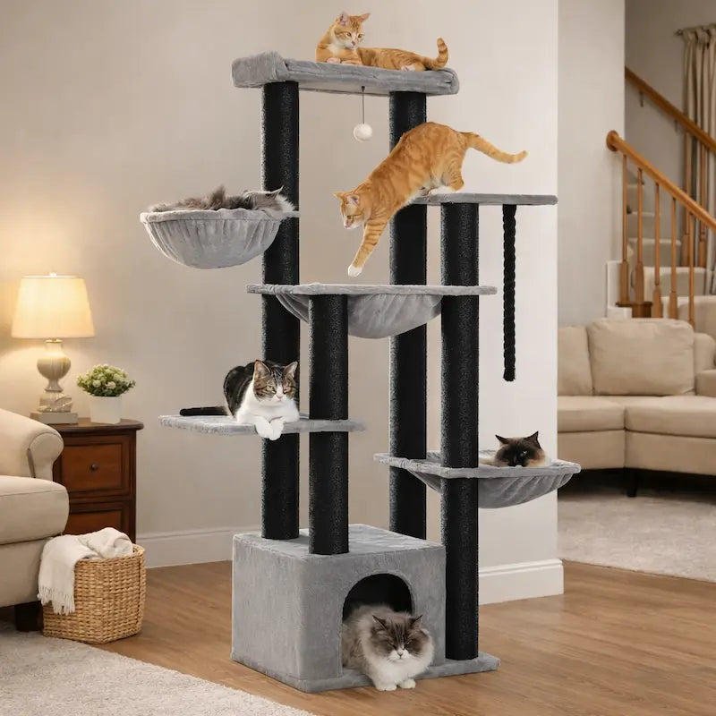 Arbre à chat multi plateforme - 7 niveaux robustes - vue 3