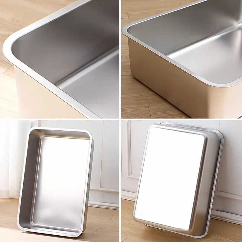 Bac à litière rectangle en inox - Anti-odeurs - vue 3