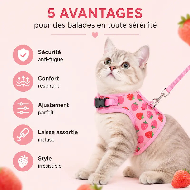 Harnais chat rose - Sécurité anti-fugue - vue 4