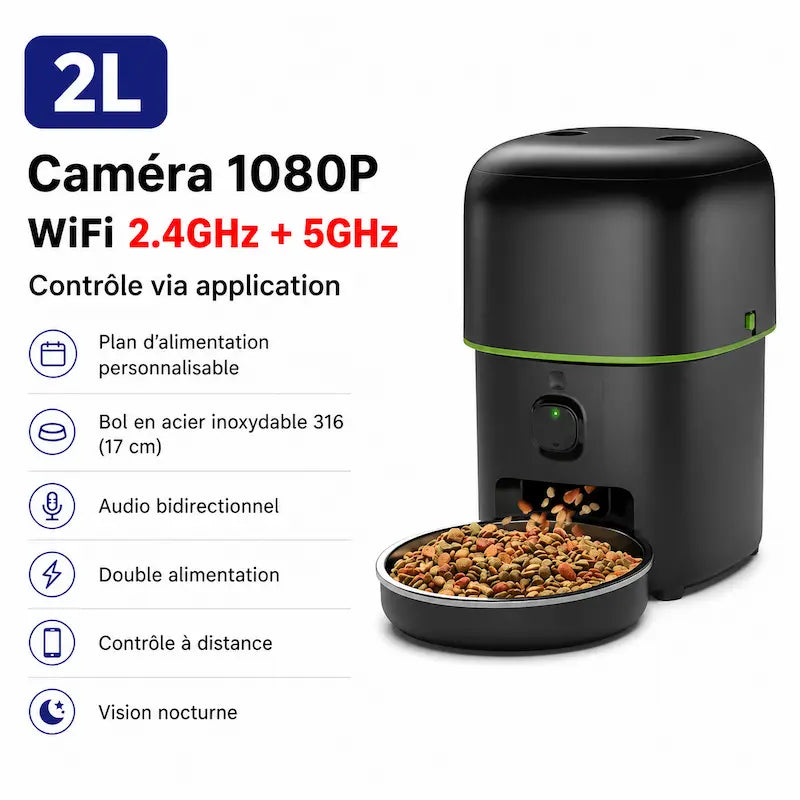 Distributeur de croquettes chat caméra intelligente - Zéro stress - vue 2