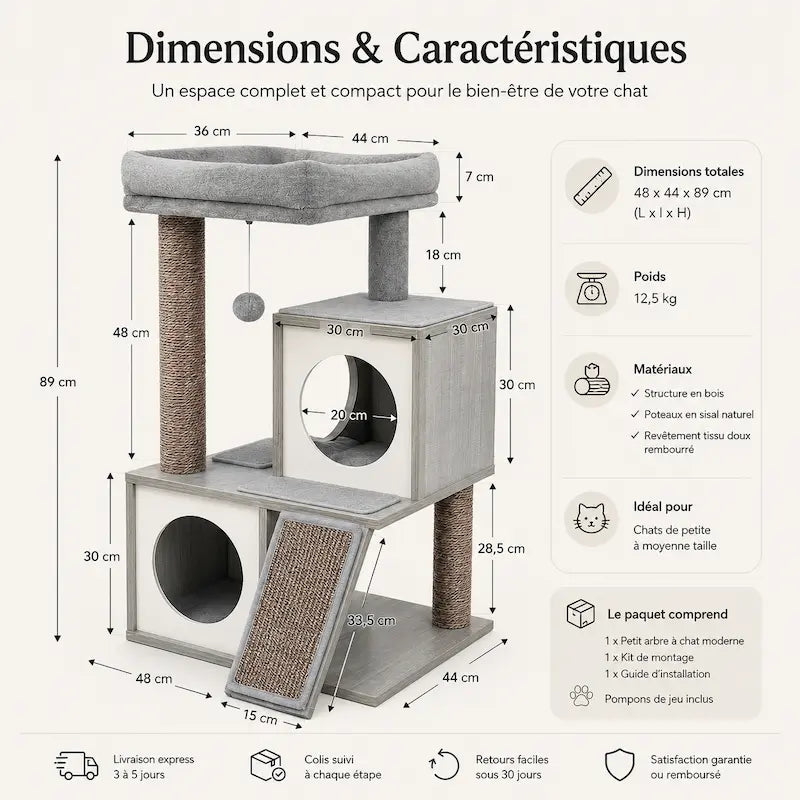 Petit arbre à chat moderne - Stable - vue 5