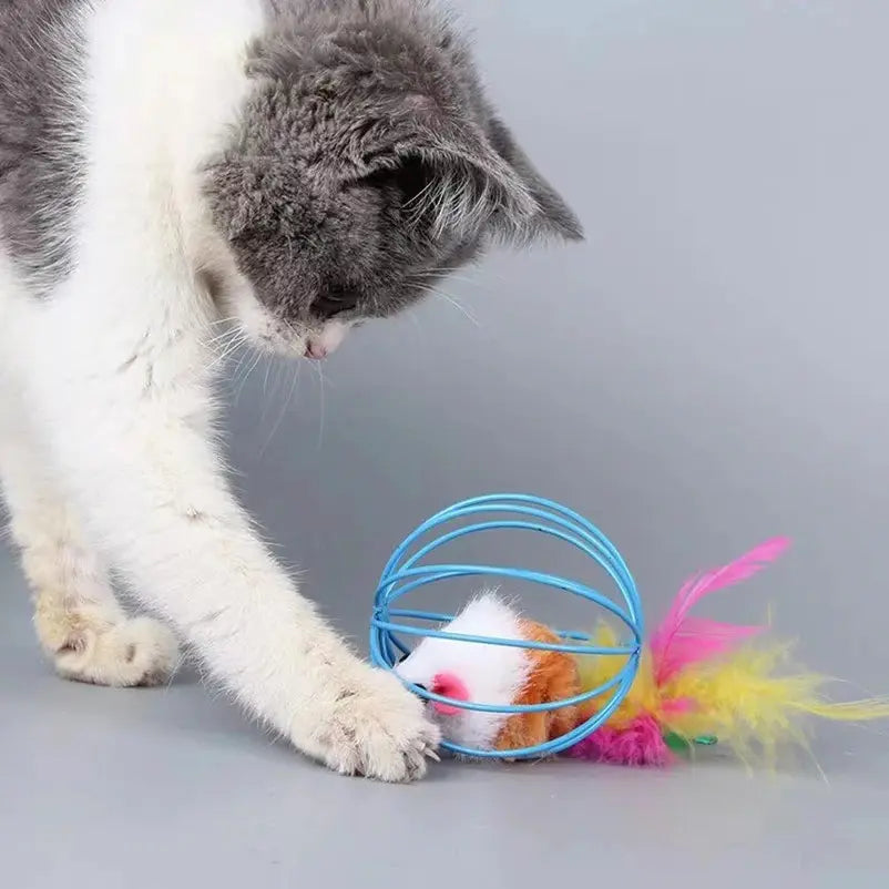 Jouet chat boule souris dedans
