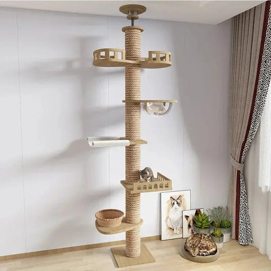 Arbre à chat XXL bois naturel – Stable & design - vue 2