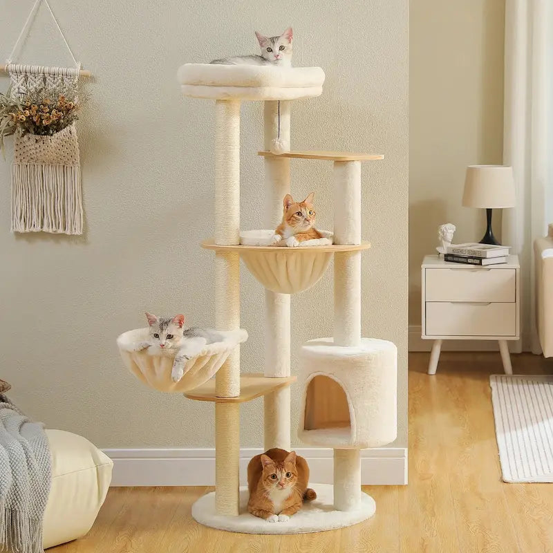 Arbre à chat confortable beige - Stable & design - vue 2