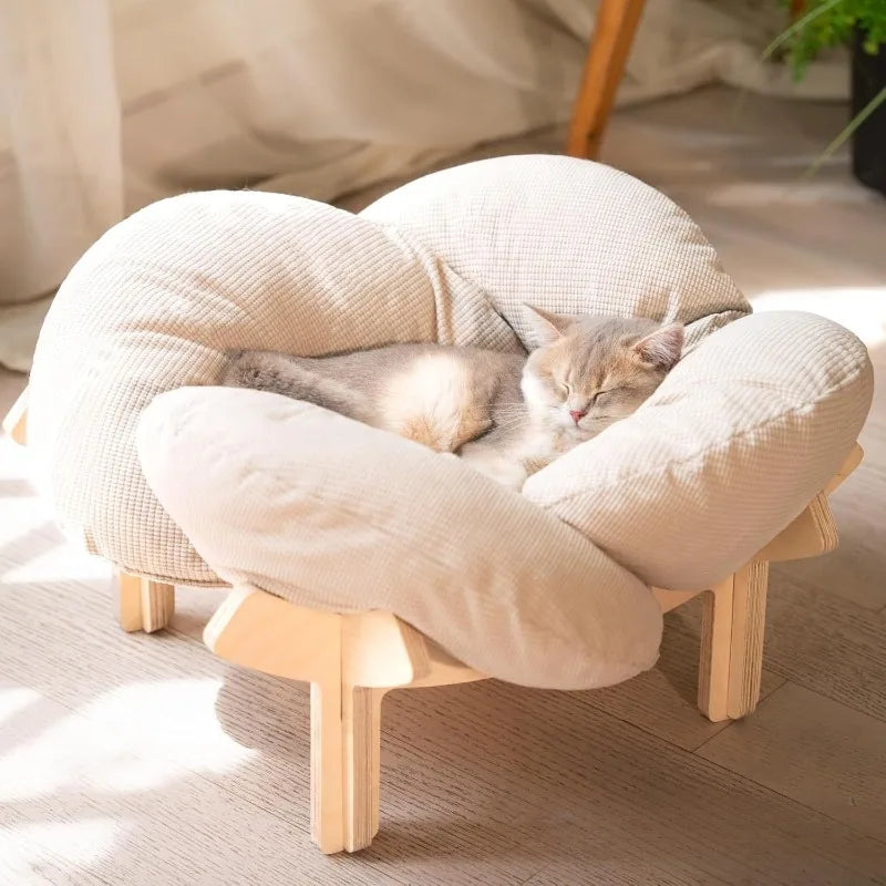 Coussin pour chat en bois surélevé