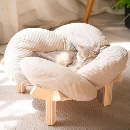 Coussin pour chat en bois surélevé