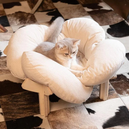 Coussin pour chat en bois surélevé