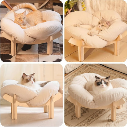 Coussin pour chat en bois surélevé